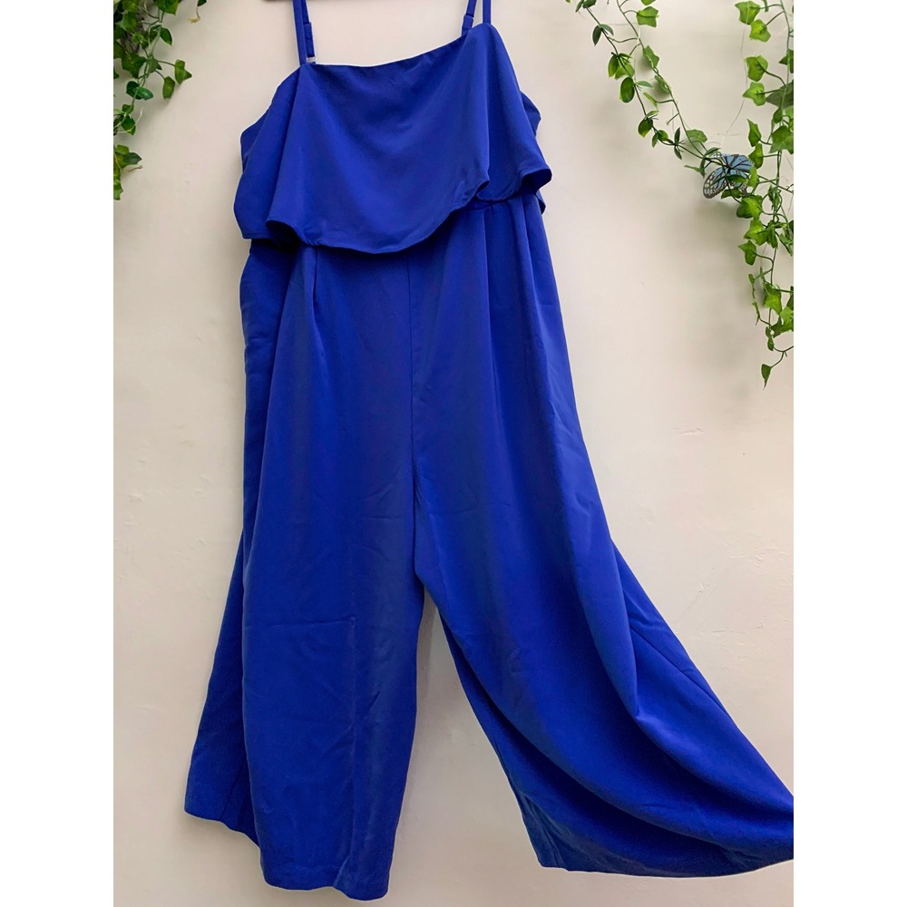 Eloquii Blue Wide Leg Ankle Cropped Jumpsuit Size 24